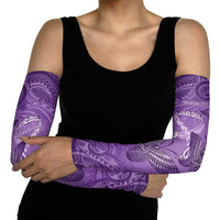 Personalised Polynesia Lupus Awareness Month Arm Sleeves Warrior Purple Ribbon Polynesian Butterflies LT14 - Polynesian Pride