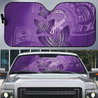 Polynesia Lupus Awareness Month Auto Sun Shade Warrior Purple Ribbon Polynesian Butterflies LT14 Purple - Polynesian Pride