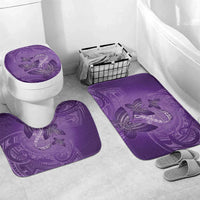 Polynesia Lupus Awareness Month Bathroom Set Warrior Purple Ribbon Polynesian Butterflies LT14 Mat Set Only (3 pcs) One Size Purple - Polynesian Pride