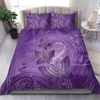 Polynesia Lupus Awareness Month Bedding Set Warrior Purple Ribbon Polynesian Butterflies LT14 - Polynesian Pride