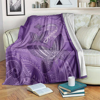 Polynesia Lupus Awareness Month Blanket Warrior Purple Ribbon Polynesian Butterflies LT14 Purple - Polynesian Pride