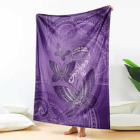 Polynesia Lupus Awareness Month Blanket Warrior Purple Ribbon Polynesian Butterflies LT14 - Polynesian Pride