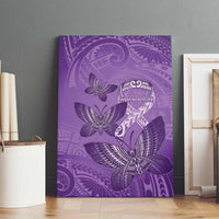 Polynesia Lupus Awareness Month Canvas Wall Art Warrior Purple Ribbon Polynesian Butterflies LT14 - Polynesian Pride