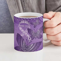 Personalised Polynesia Lupus Awareness Month Ceramic Mug Warrior Purple Ribbon Polynesian Butterflies LT14 - Polynesian Pride