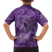 Personalised Polynesia Lupus Awareness Month Family Matching Short Sleeve Bodycon Dress and Hawaiian Shirt Warrior Purple Ribbon Polynesian Butterflies