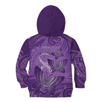 Personalised Polynesia Lupus Awareness Month Kid Hoodie Warrior Purple Ribbon Polynesian Butterflies LT14 - Polynesian Pride