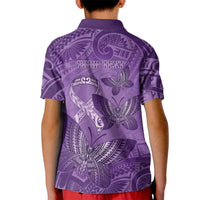 Personalised Polynesia Lupus Awareness Month Kid Polo Shirt Warrior Purple Ribbon Polynesian Butterflies LT14 - Polynesian Pride