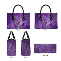 Polynesia Lupus Awareness Month Leather Bag Warrior Purple Ribbon Polynesian Butterflies LT14 - Polynesian Pride
