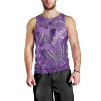 Personalised Polynesia Lupus Awareness Month Men Tank Top Warrior Purple Ribbon Polynesian Butterflies LT14 - Polynesian Pride