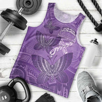 Personalised Polynesia Lupus Awareness Month Men Tank Top Warrior Purple Ribbon Polynesian Butterflies LT14 - Polynesian Pride