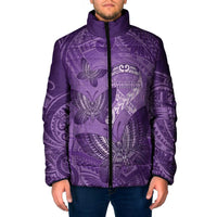 Personalised Polynesia Lupus Awareness Month Padded Jacket Warrior Purple Ribbon Polynesian Butterflies LT14 Men Purple - Polynesian Pride