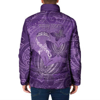 Personalised Polynesia Lupus Awareness Month Padded Jacket Warrior Purple Ribbon Polynesian Butterflies LT14 - Polynesian Pride