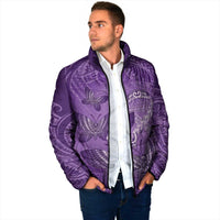Personalised Polynesia Lupus Awareness Month Padded Jacket Warrior Purple Ribbon Polynesian Butterflies LT14 - Polynesian Pride