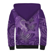 Personalised Polynesia Lupus Awareness Month Sherpa Hoodie Warrior Purple Ribbon Polynesian Butterflies LT14 - Polynesian Pride
