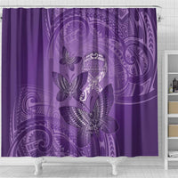 Polynesia Lupus Awareness Month Shower Curtain Warrior Purple Ribbon Polynesian Butterflies LT14 - Polynesian Pride