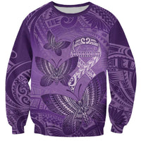 Personalised Polynesia Lupus Awareness Month Sweatshirt Warrior Purple Ribbon Polynesian Butterflies LT14 Unisex Purple - Polynesian Pride