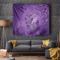 Polynesia Lupus Awareness Month Tapestry Warrior Purple Ribbon Polynesian Butterflies LT14 Purple - Polynesian Pride
