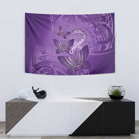 Polynesia Lupus Awareness Month Tapestry Warrior Purple Ribbon Polynesian Butterflies LT14 - Polynesian Pride