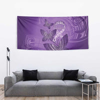 Polynesia Lupus Awareness Month Tapestry Warrior Purple Ribbon Polynesian Butterflies LT14 - Polynesian Pride