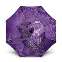 Polynesia Lupus Awareness Month Umbrella Warrior Purple Ribbon Polynesian Butterflies LT14 One Size Folded 11.42 inch Opened Diameter 37.4 inch Purple - Polynesian Pride