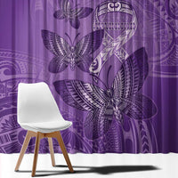 Polynesia Lupus Awareness Month Window Curtain Warrior Purple Ribbon Polynesian Butterflies LT14 - Polynesian Pride