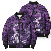 Lupus Awareness Month New Zealand Bomber Puffer Jacket Be Strong Warrior Maori Silver Fern LT14 - Polynesian Pride