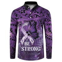 Lupus Awareness Month New Zealand Button Sweatshirt Be Strong Warrior Maori Silver Fern LT14 Purple - Polynesian Pride