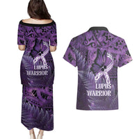 Lupus Awareness Month New Zealand Couples Matching Puletasi and Hawaiian Shirt Be Strong Warrior Maori Silver Fern