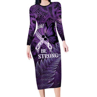 Lupus Awareness Month New Zealand Family Matching Long Sleeve Bodycon Dress and Hawaiian Shirt Be Strong Warrior Maori Silver Fern