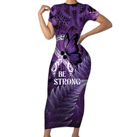Lupus Awareness Month New Zealand Family Matching Short Sleeve Bodycon Dress and Hawaiian Shirt Be Strong Warrior Maori Silver Fern