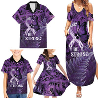 Lupus Awareness Month New Zealand Family Matching Summer Maxi Dress and Hawaiian Shirt Be Strong Warrior Maori Silver Fern