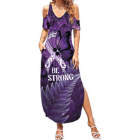 Lupus Awareness Month New Zealand Family Matching Summer Maxi Dress and Hawaiian Shirt Be Strong Warrior Maori Silver Fern