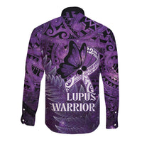 Lupus Awareness Month New Zealand Long Sleeve Button Shirt Be Strong Warrior Maori Silver Fern LT14 - Polynesian Pride