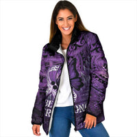 Lupus Awareness Month New Zealand Padded Jacket Be Strong Warrior Maori Silver Fern LT14 Women Purple - Polynesian Pride