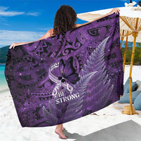 Lupus Awareness Month New Zealand Sarong Be Strong Warrior Maori Silver Fern LT14 One Size 44 x 66 inches Purple - Polynesian Pride