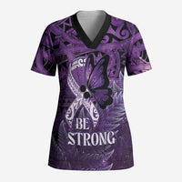 Lupus Awareness Month New Zealand Scrub Top Be Strong Warrior Maori Silver Fern LT14 Adult Purple - Polynesian Pride