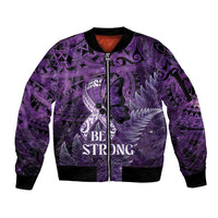 Lupus Awareness Month New Zealand Sleeve Zip Bomber Jacket Be Strong Warrior Maori Silver Fern