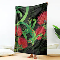 New Zealand Gecko Blanket Aotearoa Maori With Pohutukawa Flowers LT14 - Polynesian Pride
