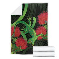 New Zealand Gecko Blanket Aotearoa Maori With Pohutukawa Flowers LT14 - Polynesian Pride