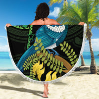 New Zealand Tui Bird Beach Blanket Aotearoa Maori With Kowhai Flowers LT14 - Polynesian Pride