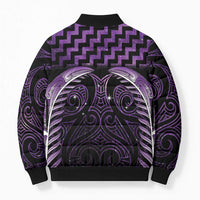 Purple Matariki New Zealand Bomber Puffer Jacket Maori Poutama Galaxy Vibes - Polynesian Pride