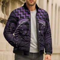Purple Matariki New Zealand Bomber Puffer Jacket Maori Poutama Galaxy Vibes - Polynesian Pride