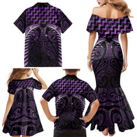Purple Matariki New Zealand Family Matching Mermaid Dress and Hawaiian Shirt Maori Poutama Galaxy Vibes