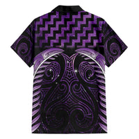 Purple Matariki New Zealand Family Matching Off The Shoulder Long Sleeve Dress and Hawaiian Shirt Maori Poutama Galaxy Vibes