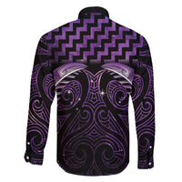 Purple Matariki New Zealand Family Matching Off The Shoulder Long Sleeve Dress and Hawaiian Shirt Maori Poutama Galaxy Vibes