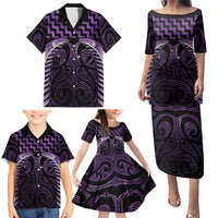 Purple Matariki New Zealand Family Matching Puletasi and Hawaiian Shirt Maori Poutama Galaxy Vibes