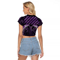 Purple Matariki New Zealand Raglan Cropped T Shirt Maori Poutama Galaxy Vibes