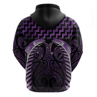Purple Matariki New Zealand Zip Hoodie Maori Poutama Galaxy Vibes