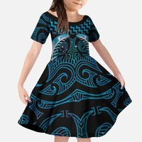Blue Matariki New Zealand Kid Short Sleeve Dress Maori Poutama Galaxy Vibes