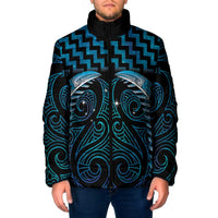 Blue Matariki New Zealand Padded Jacket Maori Poutama Galaxy Vibes - Polynesian Pride